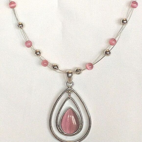 Lia Sophia COTTON CANDY Necklace, Pink Cat's Eye, NWOT - Picture 4 of 5